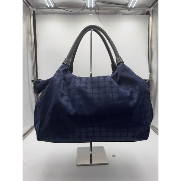 Kate Spade New York Handbags - Kate Spade New York Navy Blue Jacquard Nylon Spade Pattern Shoulder Bag Tote